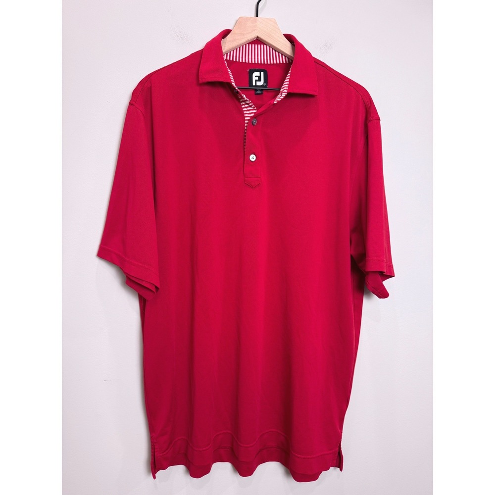 FootJoy Polo Shirt Short Sleeve Golf Performance Moisture Wicking Classic Red L